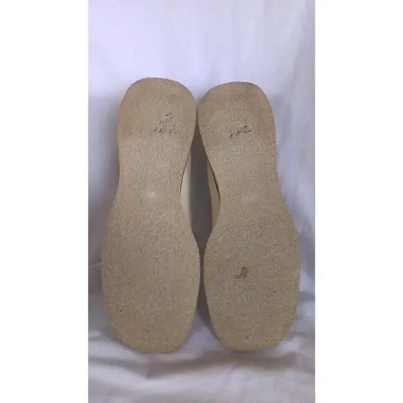 Renouard Plancoet Women's Bone White Tan Wooden Button Loafers Size 41 - US 10.5 - Picture 8 of 9